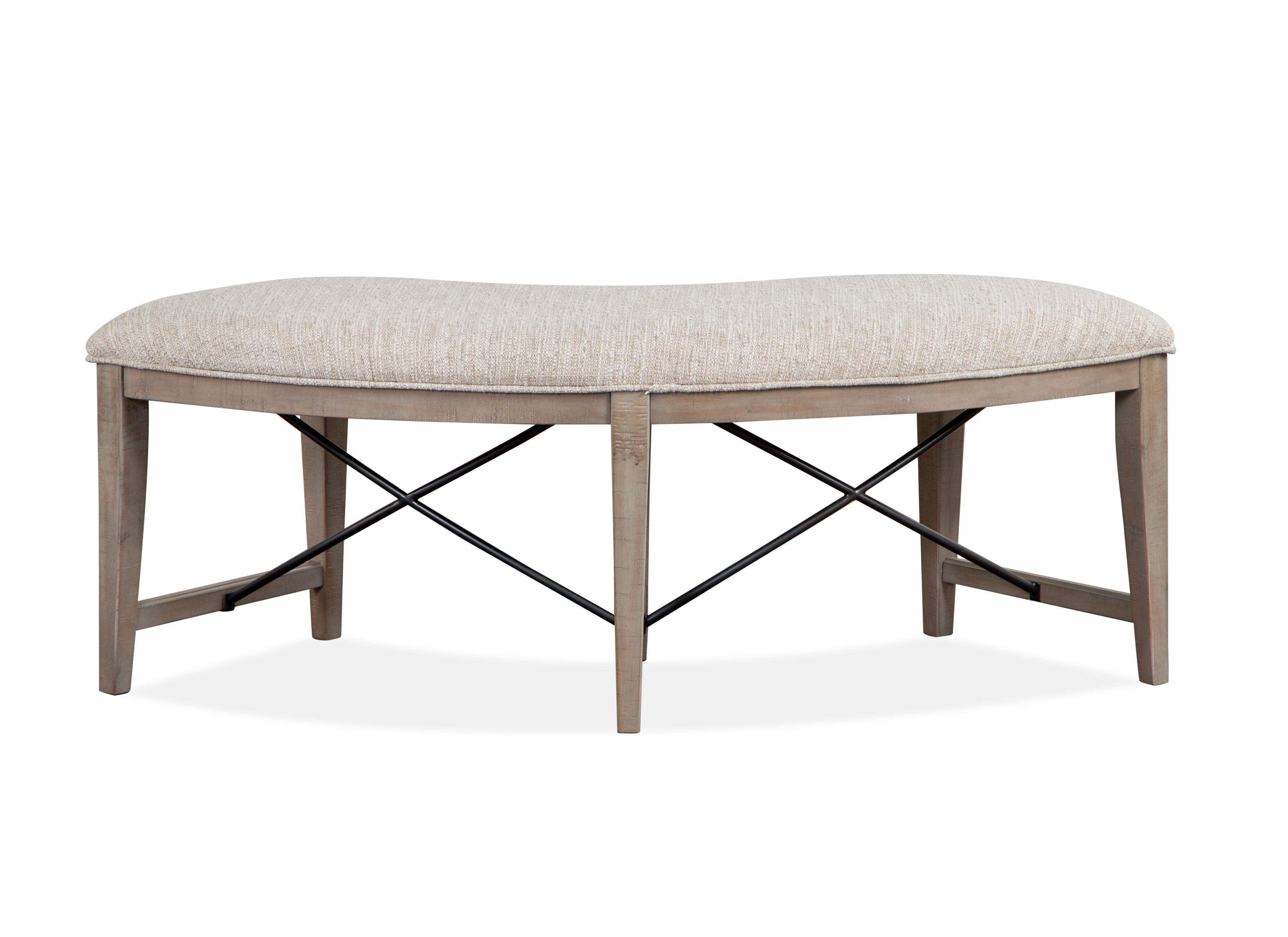 Paxton Place - Curved Bench With Upholstered Seat - Dovetail Gray