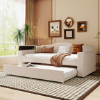 Upholstered Daybed With Storage Armrests, Trundle And Latest Integrated tooth Audio System