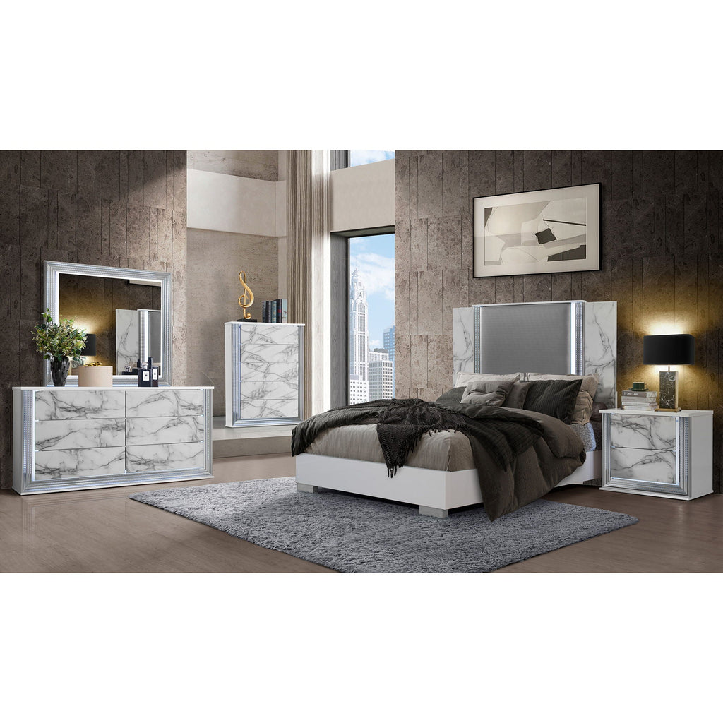 Moon - Marble Mirror With LED - White