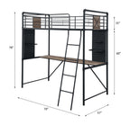 Cordelia - Twin Loft Bed With Desk - Antique Oak, Sandy Black & Dark Bronze Hand-Brushed