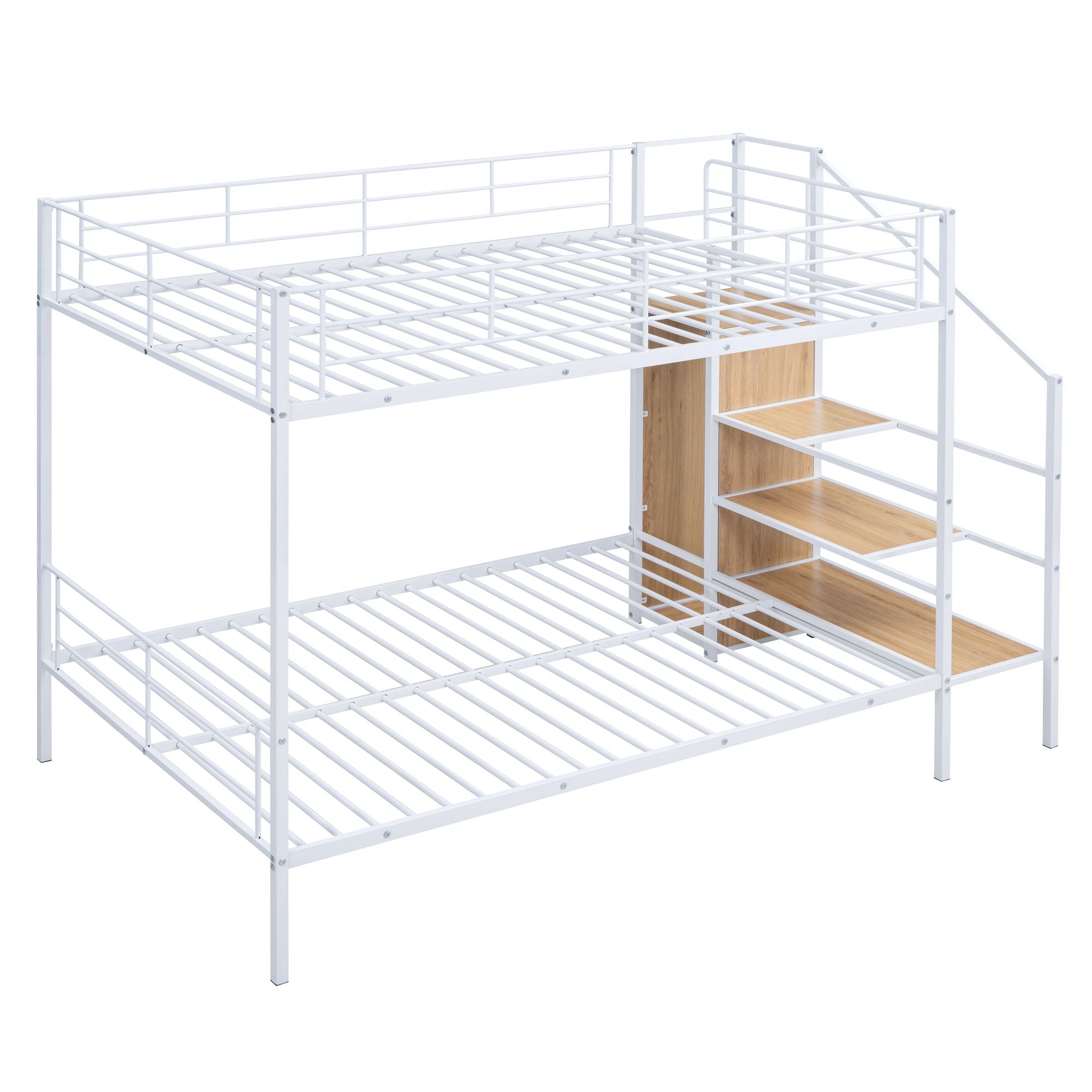 Bunk Bed With Lateral Storage Ladder And Wardrobe
