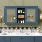 Modern Wall-Mount 2 In 1 Mirror Cabinet With Adjustable Shelves, Soft-Closing Hinges