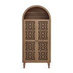 Tall Kitchen Pantry Cabinet With Hollow Carved Doors Adjustable Shelves Versatile Storage Cabinet For Kitchen - Walnut