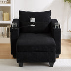 Convertible Chaise Lounge Sofa Chair With USB Ports, Cup Holders, Phone Holder And Storage