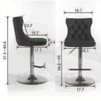 Swivel Barstools Adjusatble Seat Height From 25-33", Modern Upholstered Base Bar Stools With Backs Comfortable Tufted For Home Pub And Kitchen Island (Set of 2)