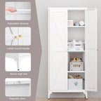 Adjustable 2 Door Kitchen Pantry Cabinet With Striped Design