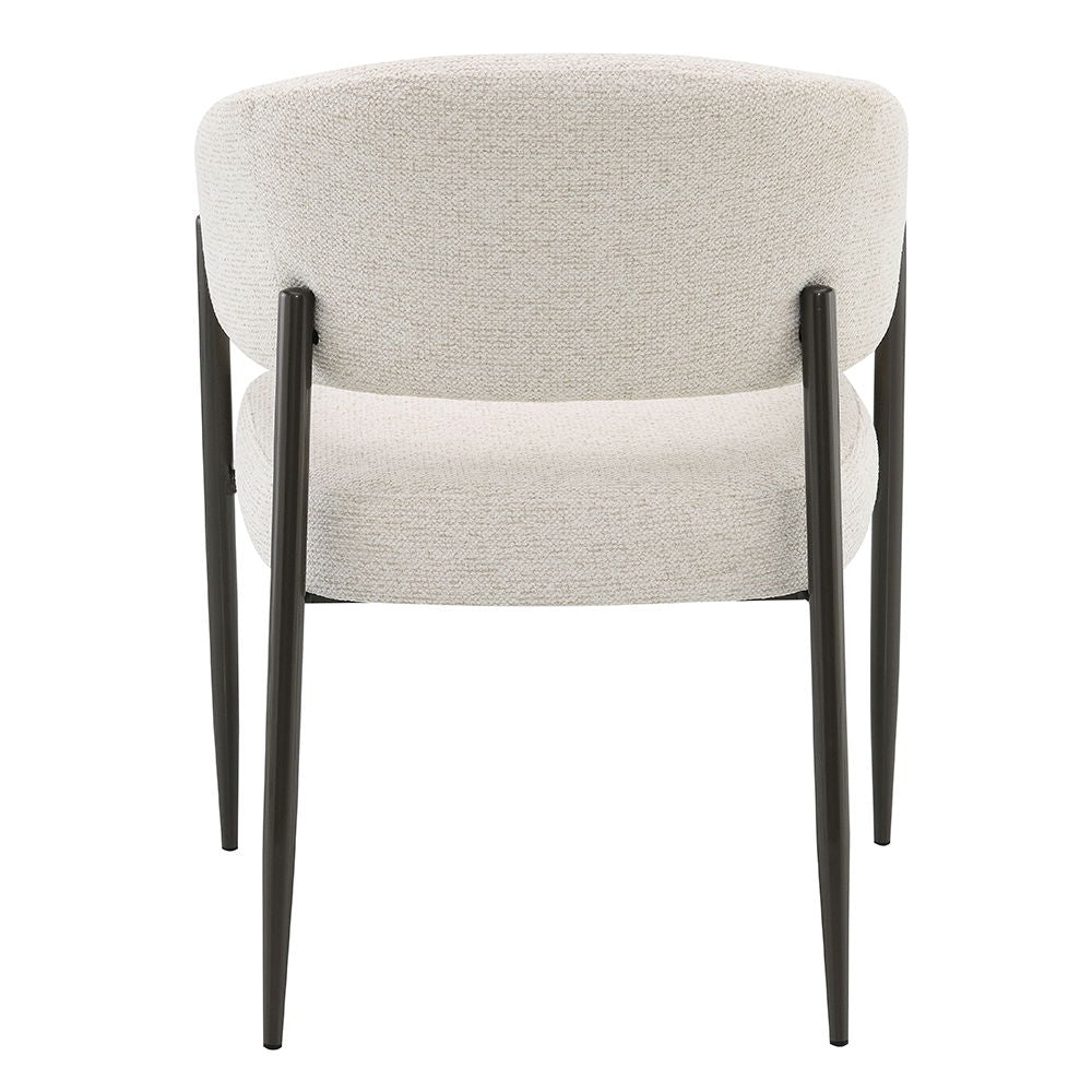 Jirina - Chenille Arm Chair With Metal Legs (Set of 2) - Beige & Black