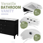 Bathroom Vanity With Mirror Cabinet, Single Sink With 2 Soft Closing Doors And 4 Drawers