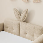Cute Rabbit Ear Upholstered Platform Bed Frame With Safety Rail