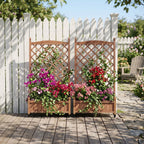 Raised Garden Bed With Trellis 2 Pack, Outdoor Planter Box & Plant Stand With Climbing Racks - Brown