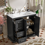 Bathroom Vanity With Sink, Soft Close Doors, Adjustable Shelf & 3 Drawers