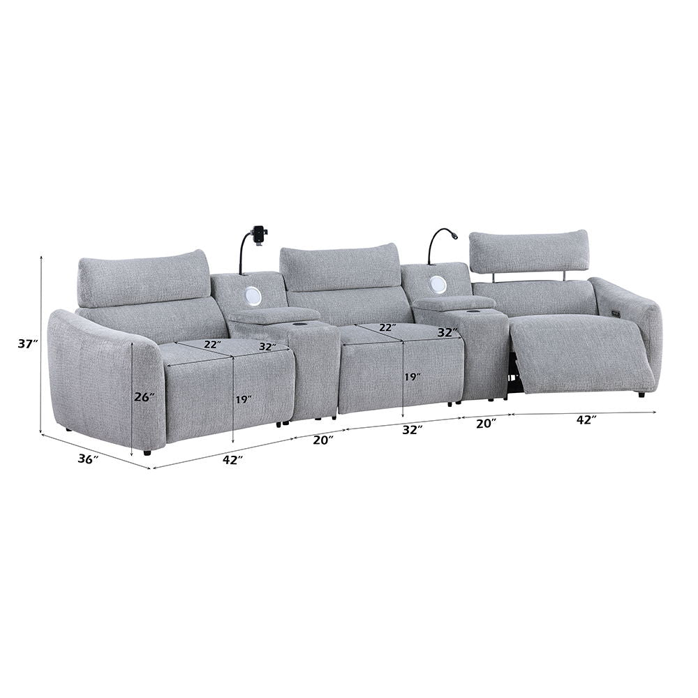 Fullar - LAF Modular Power Motion Recliner - Light Gary Chenille