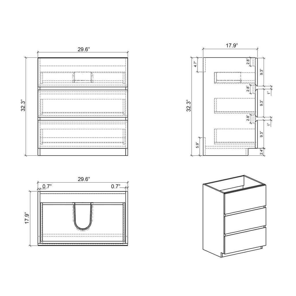 Alice - Bathroom Vanity With Large Storage, Freestanding