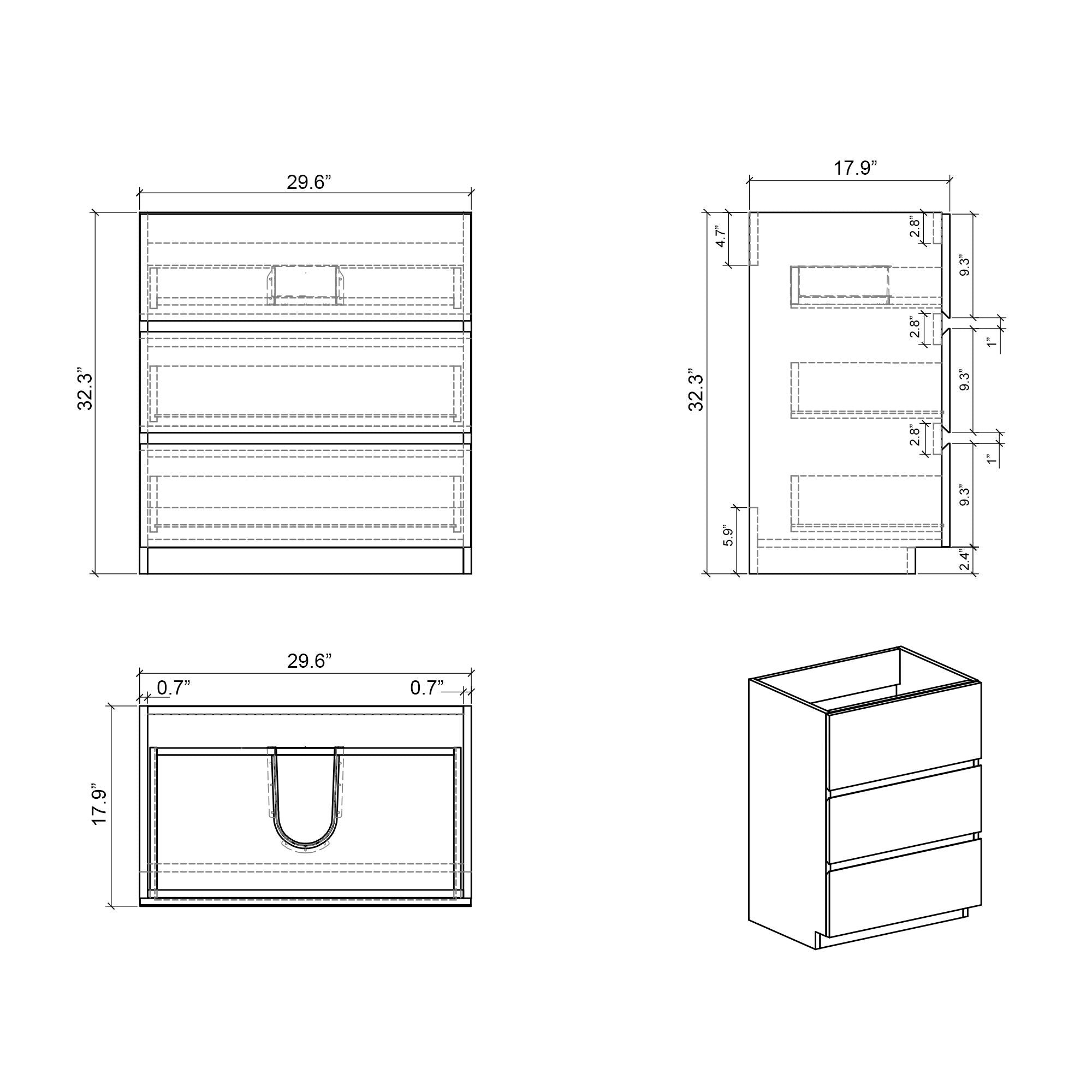 Alice - Bathroom Vanity With Large Storage, Freestanding
