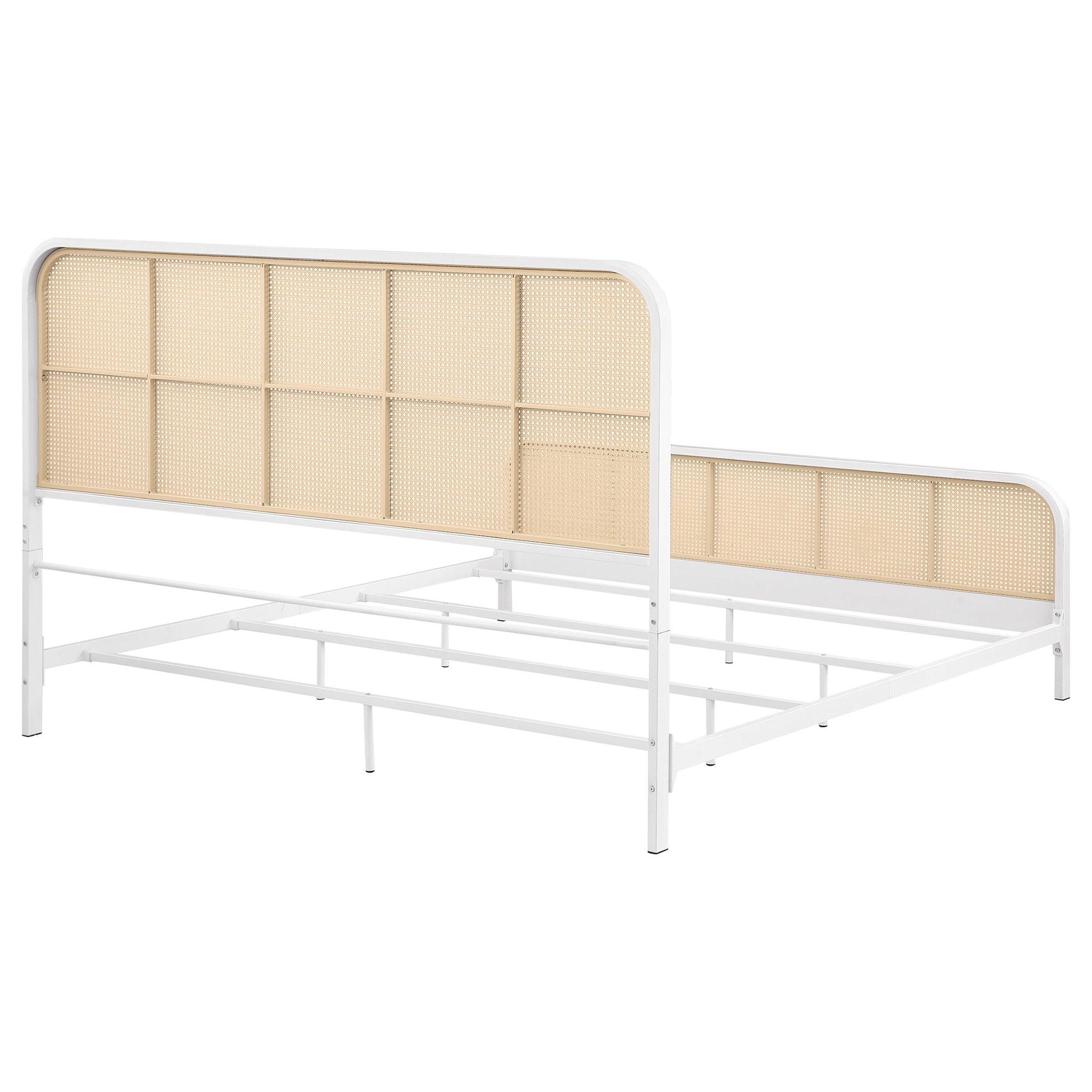 Lanewood Open Cane Webbing Metal Eastern King Bed White