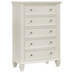 Sandy Beach 5-drawer Bedroom Chest Cream White