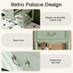 Wave Design Bathroom Vanity With Sink, 2 Drawers And Open Shelf