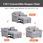 Convertible Sleeper Chair With Adjustable Backrest, 3 In 1 Lounger Chair Turns Into Bed, Single Bed For Living Room