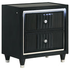 Ravenne 5-piece Velvet Upholstered California King LED Bedroom Set Black