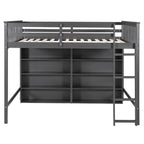 Loft Bed With 8 Open Storage Shelves And Built In Ladder