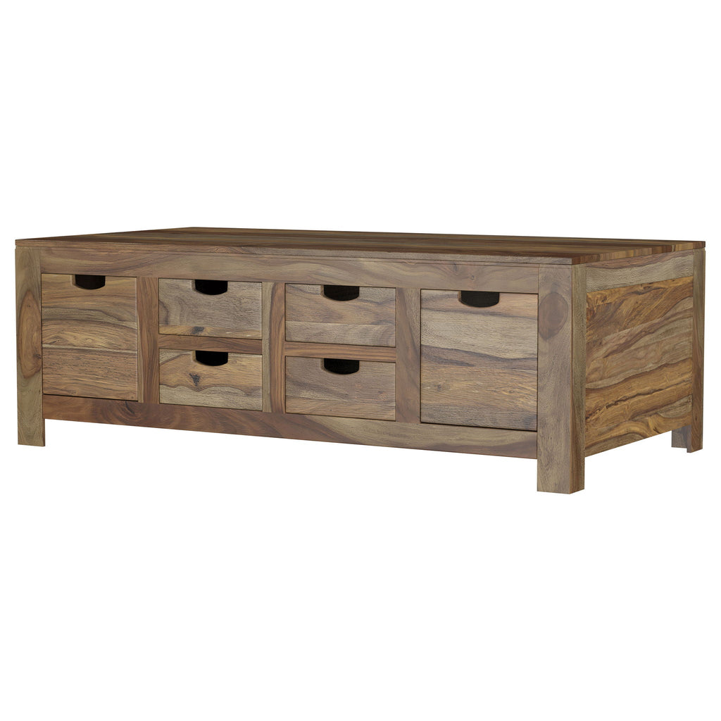 Esther 6-drawer Solid Wood Coffee Table Natural Sheesham
