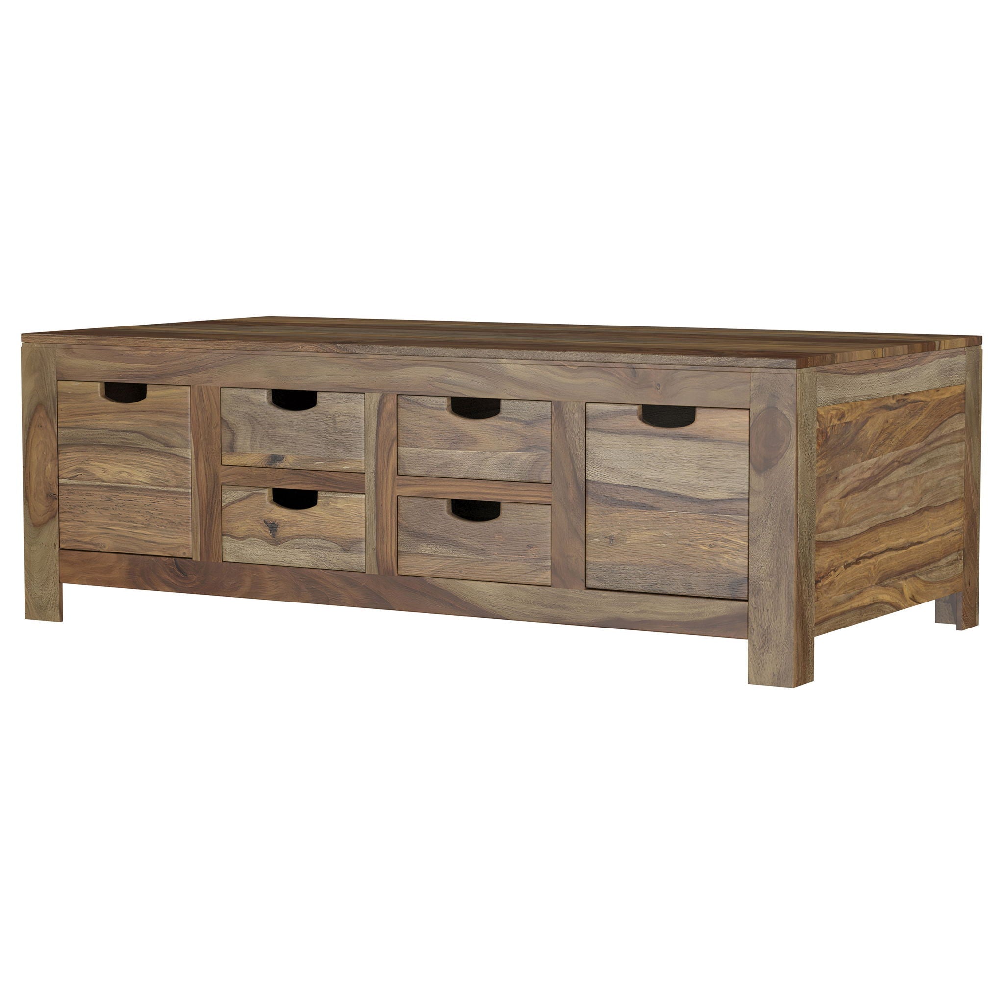 Esther 6-drawer Solid Wood Coffee Table Natural Sheesham