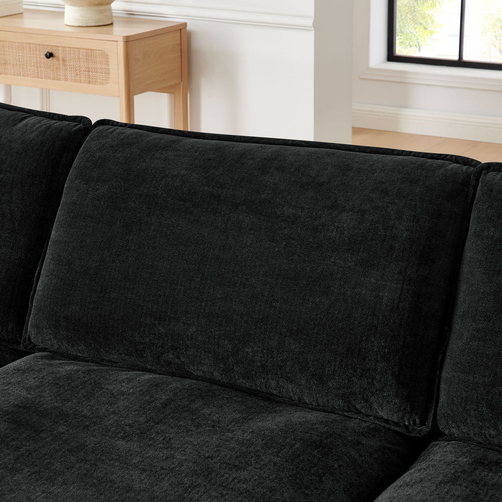 L-Shaped Sectional Sofa With Ottoman, Convertible 4 Seater Couch
