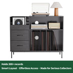 Grain Record Player Stand, Media Console With Speaker Shelf & 2 Drawers