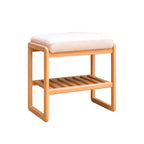 Shoe Bench, Beech Wood Storage Rack Organizer With High Rebound Sponge Cushion - Natural