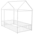 Metal Bed House Bed Frame With Fence