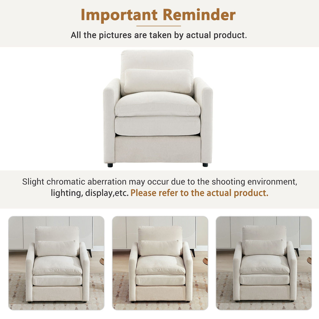 Cozy Upholstered Cushion Armchair For Living Room