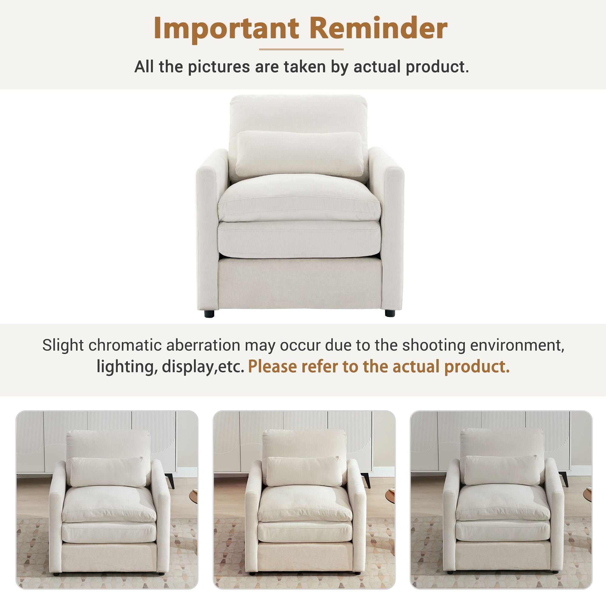 Cozy Upholstered Cushion Armchair For Living Room