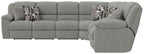 Quinn - 3 Piece Reclining Sectional With 4 Reclining Seats, Storage Arms, Storage Console With Lights, And Drop Down Table - Nature
