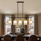 Chandelier 5 Light, Fixture Over Table - Black / Gold