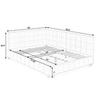 Upholstered Bed Frame With Tufted Backrest And Armrests