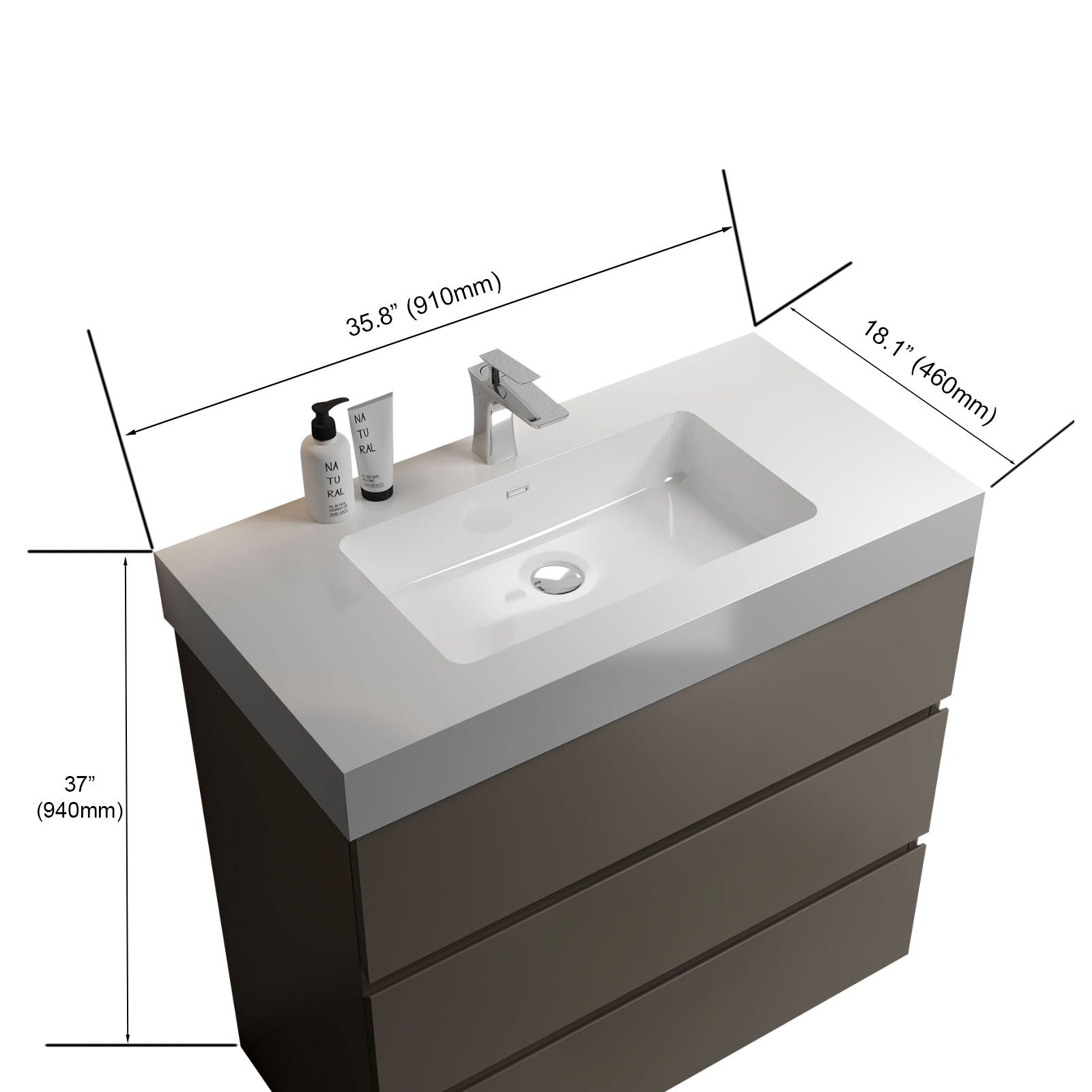 Alice - Bathroom Vanity With Sink, Large Storage Freestanding