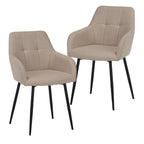 Dining Chair With Backrest And Wide Seat (Set of 2) - Beige
