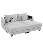 Modern Chaise Sofa With Adjustable Backrest, Cup Holders, Phone Holder & Storage Compartments For Living Room