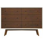 Dresser 6 Drawer - Dark Brown / White