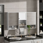 Wall-Mount 3-In-1 Mirror Cabinet With Adjustable Shelf, Soft-Closing Hinges, Rectangular Design - White