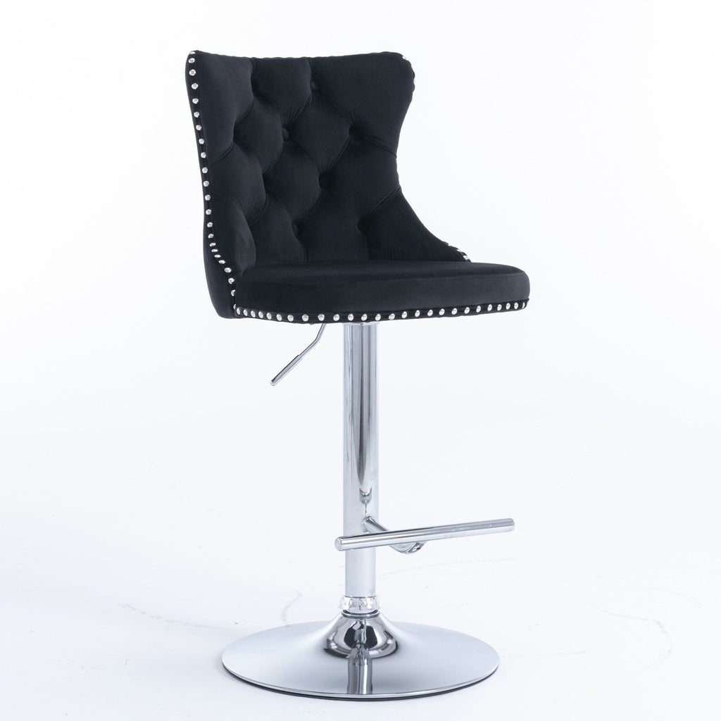 Swivel Barstools Adjusatble Seat Height From 25-33", Modern Upholstered Base Bar Stools With Backs Comfortable Tufted For Home Pub And Kitchen Island (Set of 2)