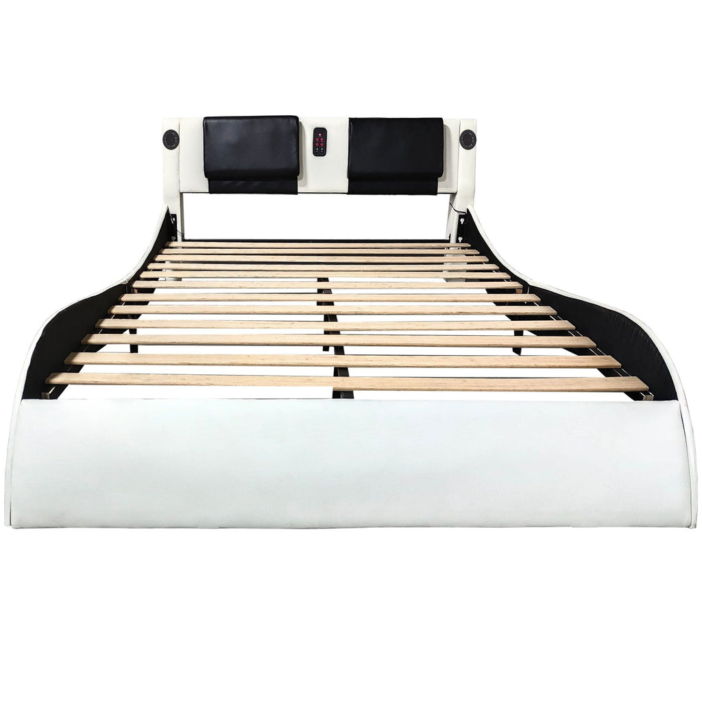 Platform Bed Frame With LED Lighting, tooth Music, Vibration Massage