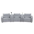 Fullar - Modular Power Motion Armless Recliner - Light Gary Chenille