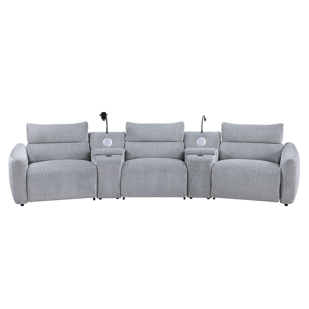 Fullar - Modular Power Motion Armless Recliner - Light Gary Chenille