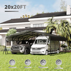 Heavy Duty Carport, All Weather Shelter - Black