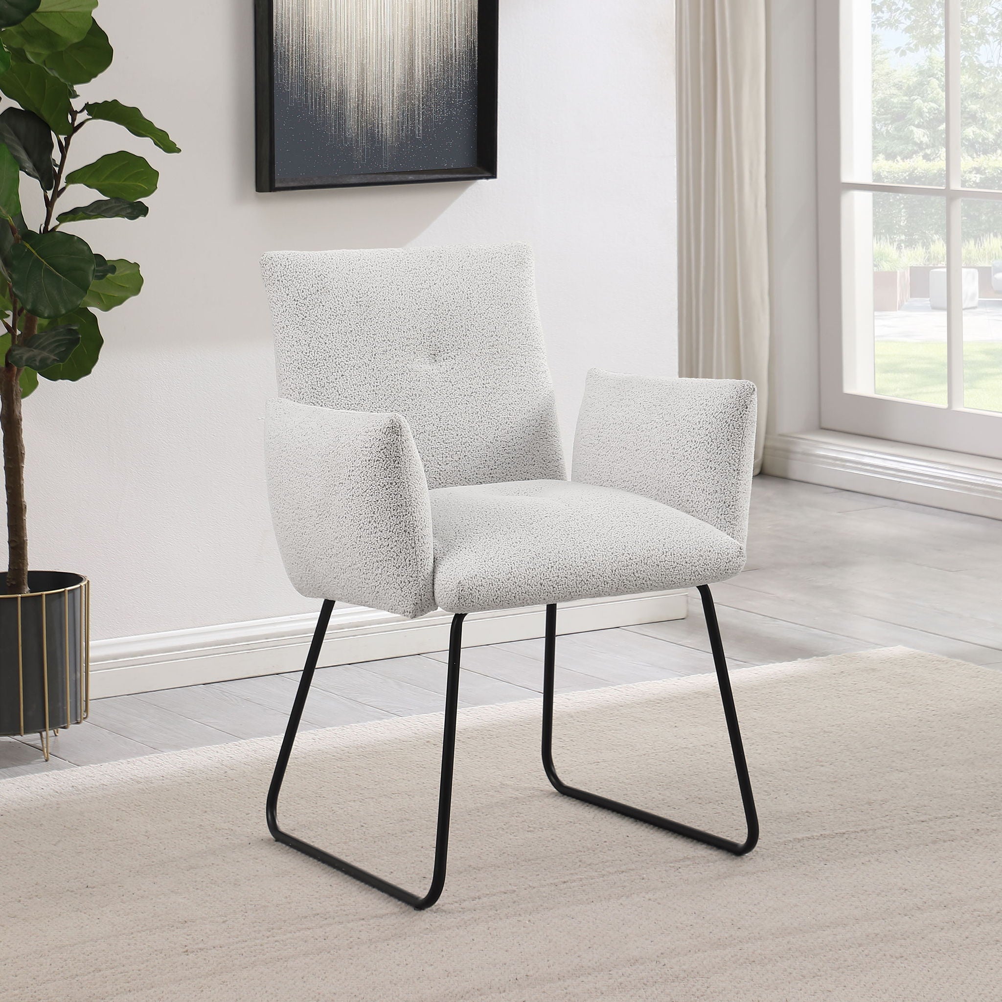 Ackland Upholstered Dining Arm Chair Light Grey (Set of 2)