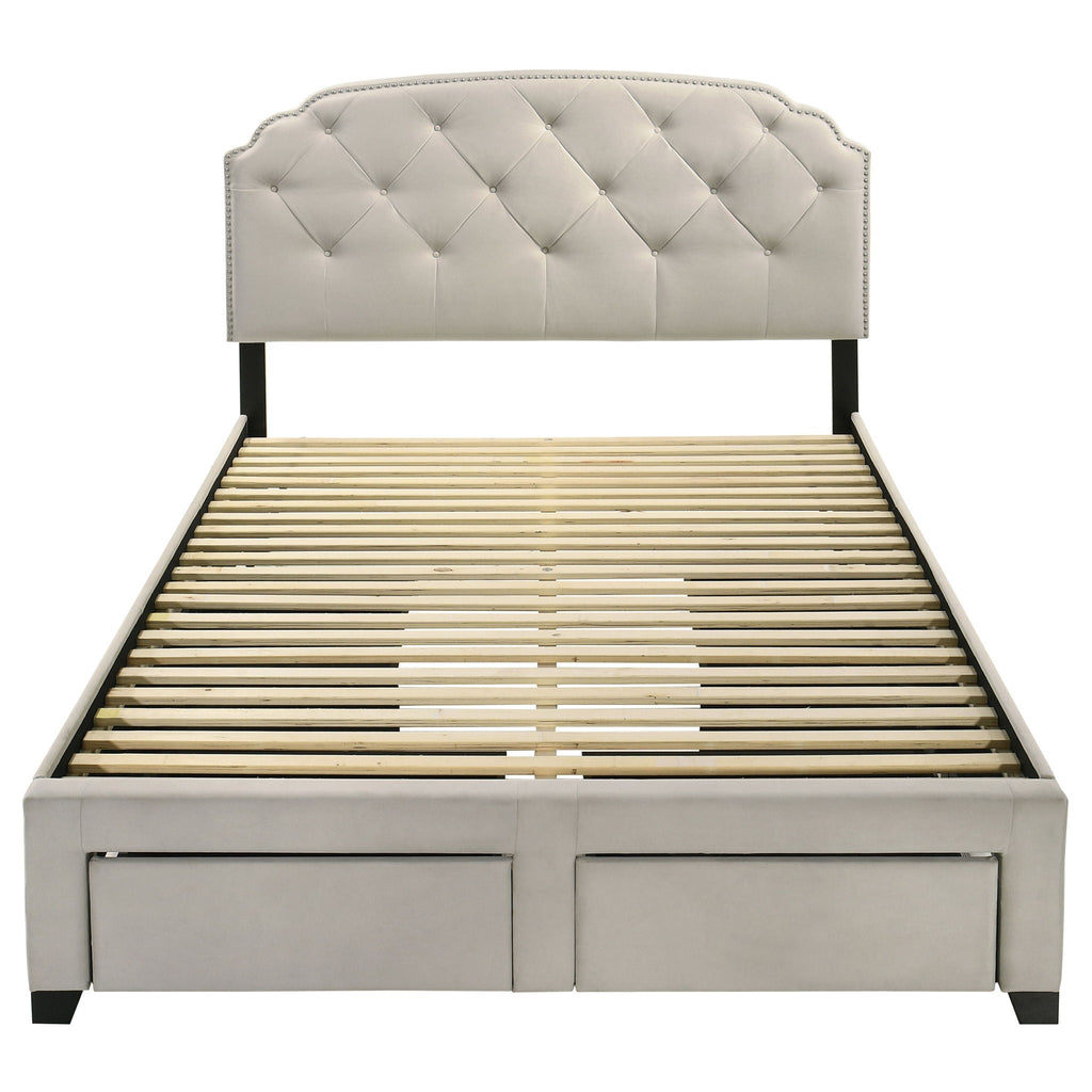 Marianna 4-drawer Upholstered Queen Storage Bed Cream