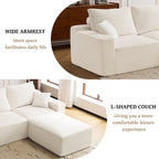 L Shaped Sectional Sofa, Full Compression 3 Seater Cloud Couch With Chaise