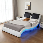 Platform Bed Frame With LED Lighting, tooth Music, Vibration Massage