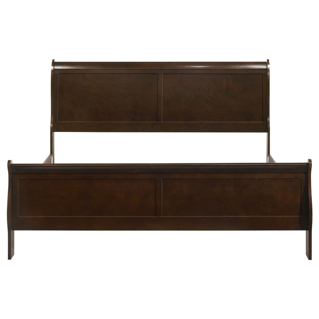Louis Philippe Wood Eastern King Sleigh Bed Cappuccino